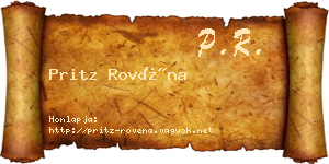 Pritz Rovéna névjegykártya